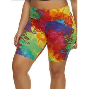Oil Paint Graphic Biker Shorts